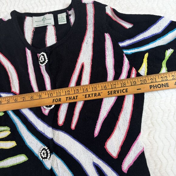 Vintage Design Options by Philip & Jane Gordon Women's Abstract Striped Cardigan - Picture 8 of 9
